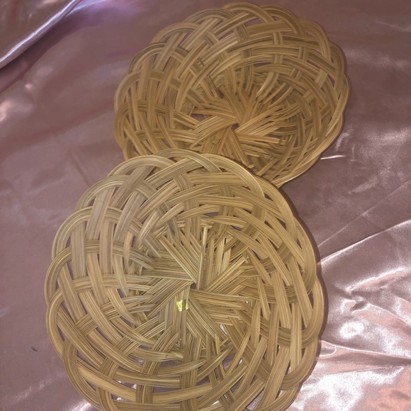 Vintage Set of 2 woven wooden round baskets - Picture 10 of 12